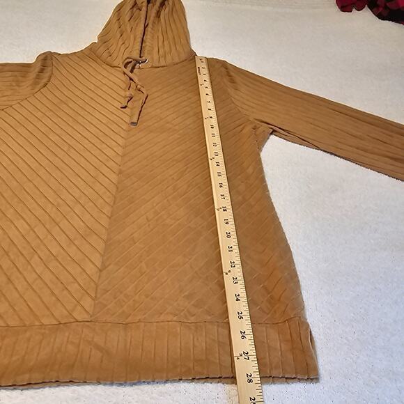 Nine West Brown Hooded Sweater Tunic Top Long Sleeve Ribbed Pullover Women’s XL - Picture 9 of 11